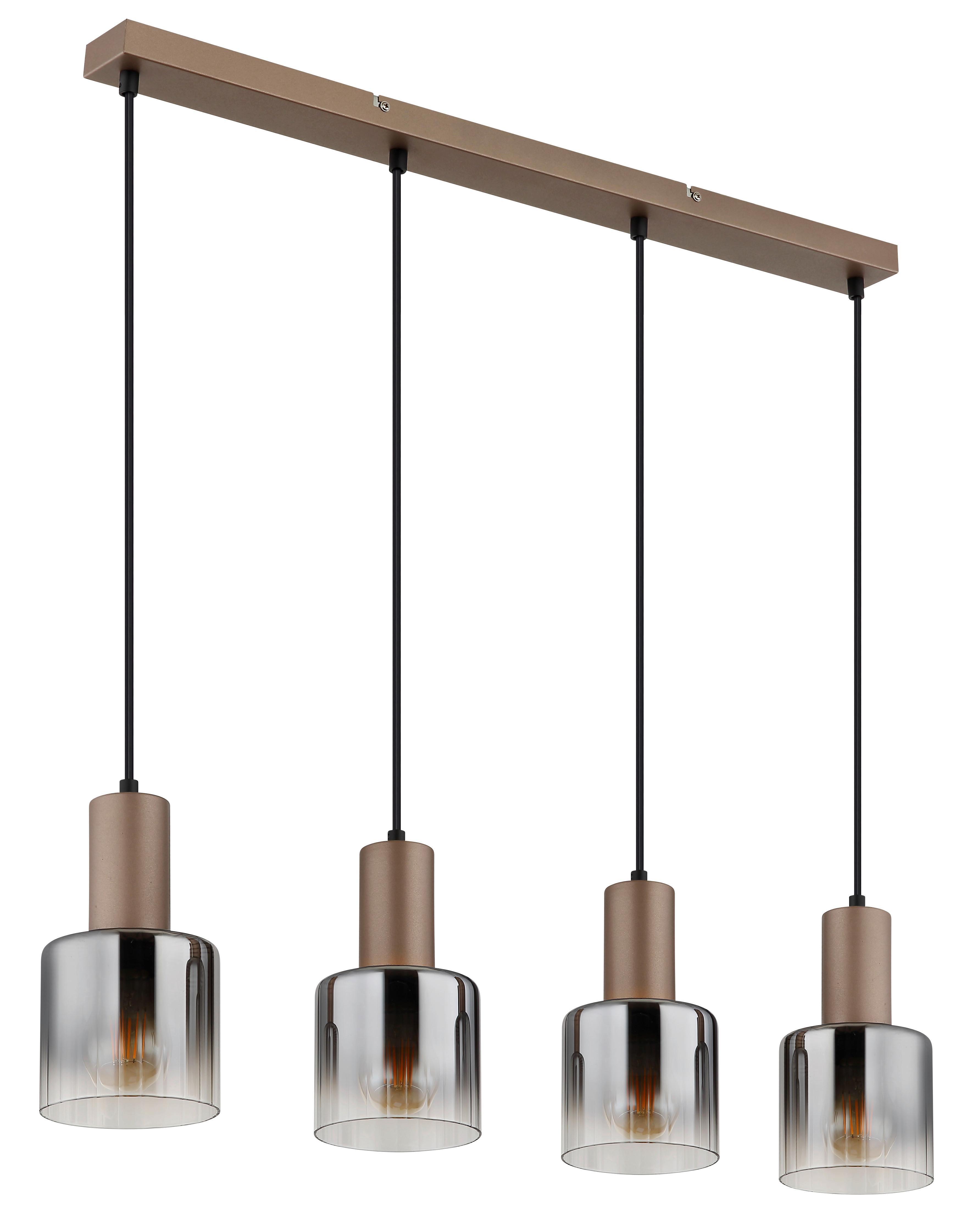 HÄNGELEUCHTE Exkl. 4xE27, 40W - Klar/Chromfarben, Design, Glas/Kunststoff (78/12/150cm) - Globo