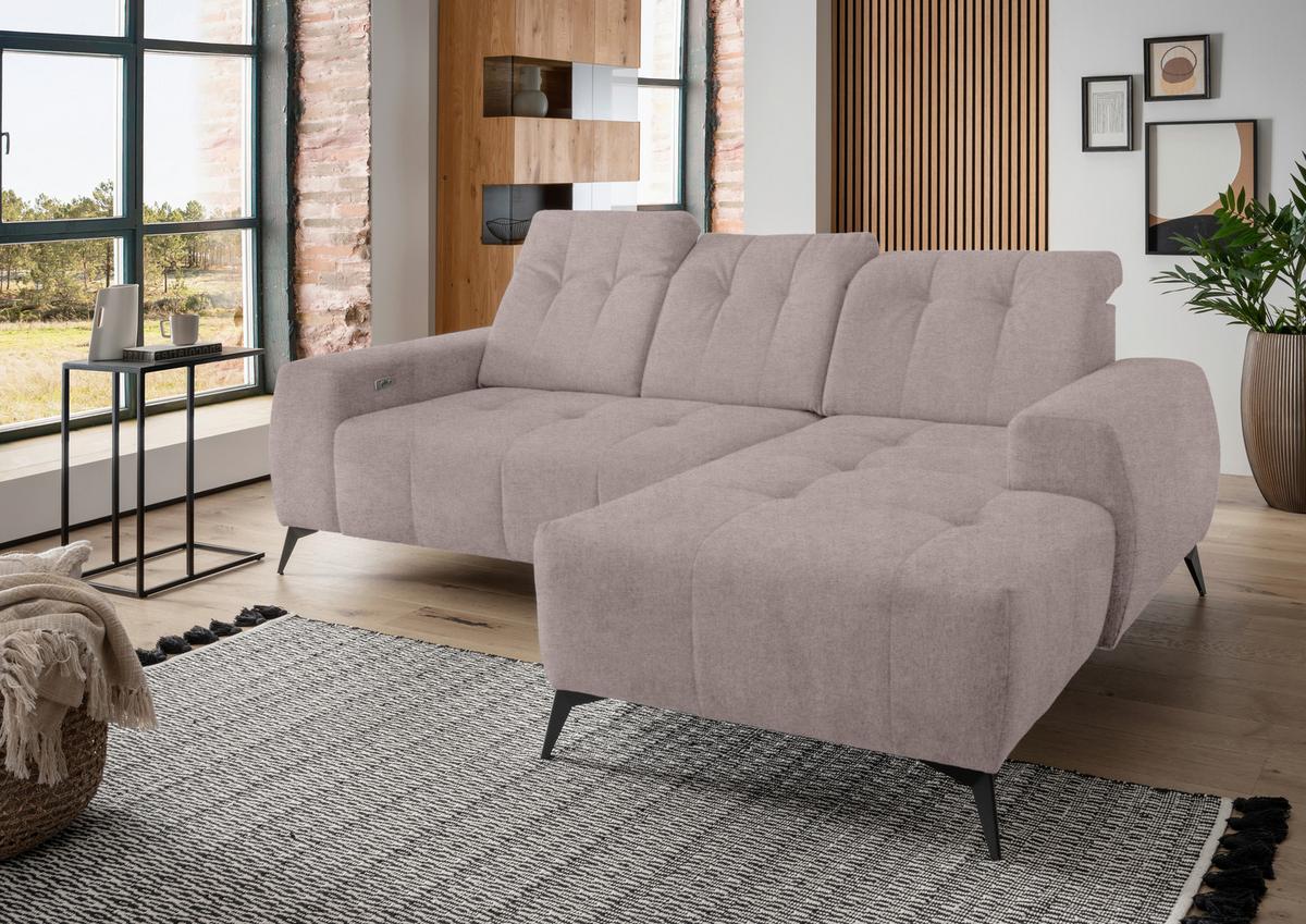 Ecksofa Mit Usb Anschluss Sano, Taupe, S: 258x180 Cm - Taupe/Schwarz, MODERN, Textil (258/180cm) - Livetastic