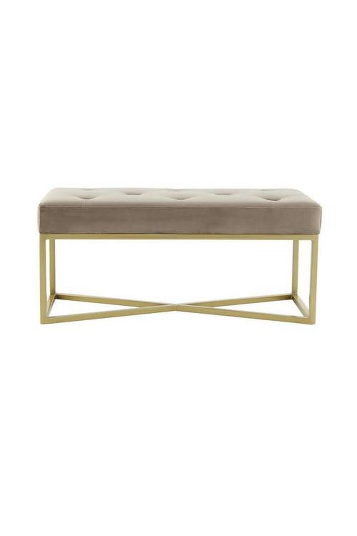 Dhá taburetka TAUPE - zlatá/taupe, Basics, kov/kompozitné drevo (90/40/40cm)