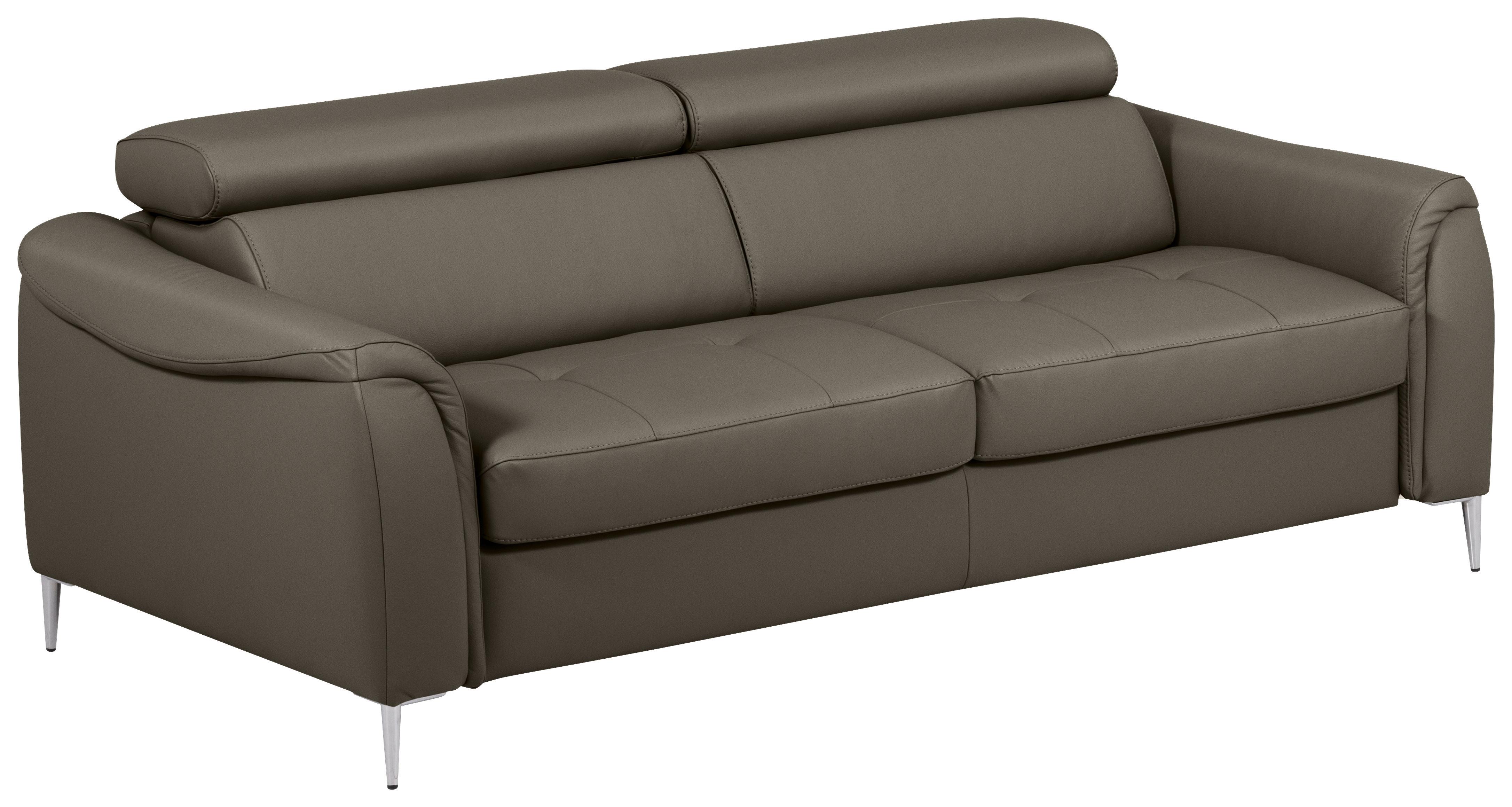 Schlafsofa Pafos Schlammfarben Lederlook, Rindsleder B: 203cm