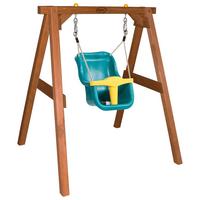 Schaukel Mit Sicherheitsbügel Ab 9 Monaten, Holzgestell - Braun, Basics, Holz/Kunststoff (120/134/103cm) - Ambia Garden