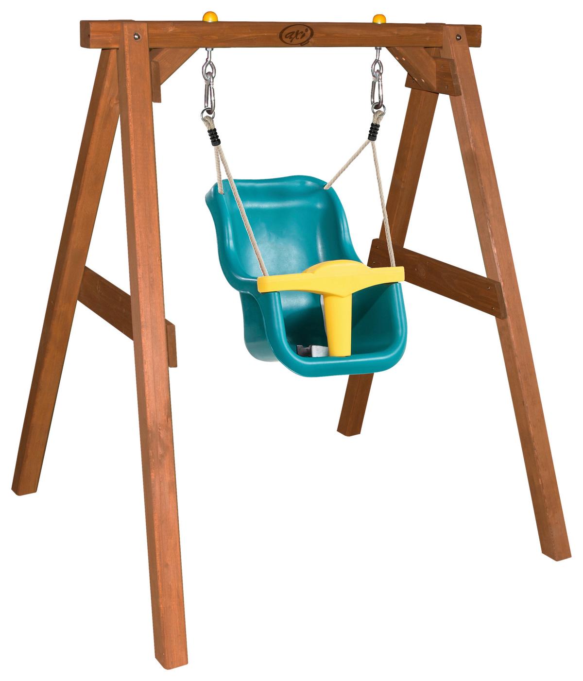 Schaukel Mit Sicherheitsbügel Ab 9 Monaten, Holzgestell - Braun, Basics, Holz/Kunststoff (120/134/103cm) - Ambia Garden