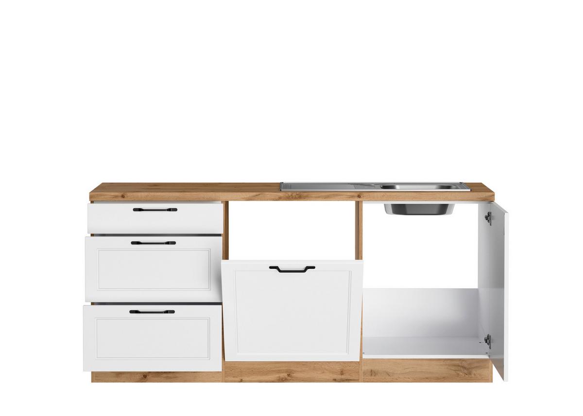 Eckküche Meran Ohne Geräte 240x360 Cm Weiß/eiche Dekor - Eiche Wotan/Weiß, LIFESTYLE, Holzwerkstoff (240/360cm) - Held