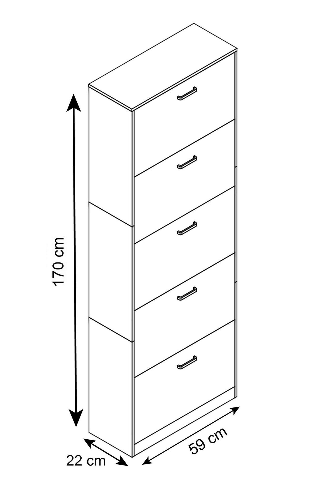 Schuhschrank Sipos Anthrazit B: 59 cm - Anthrazit, Design, Holzwerkstoff (59/170/22cm) - MID.YOU
