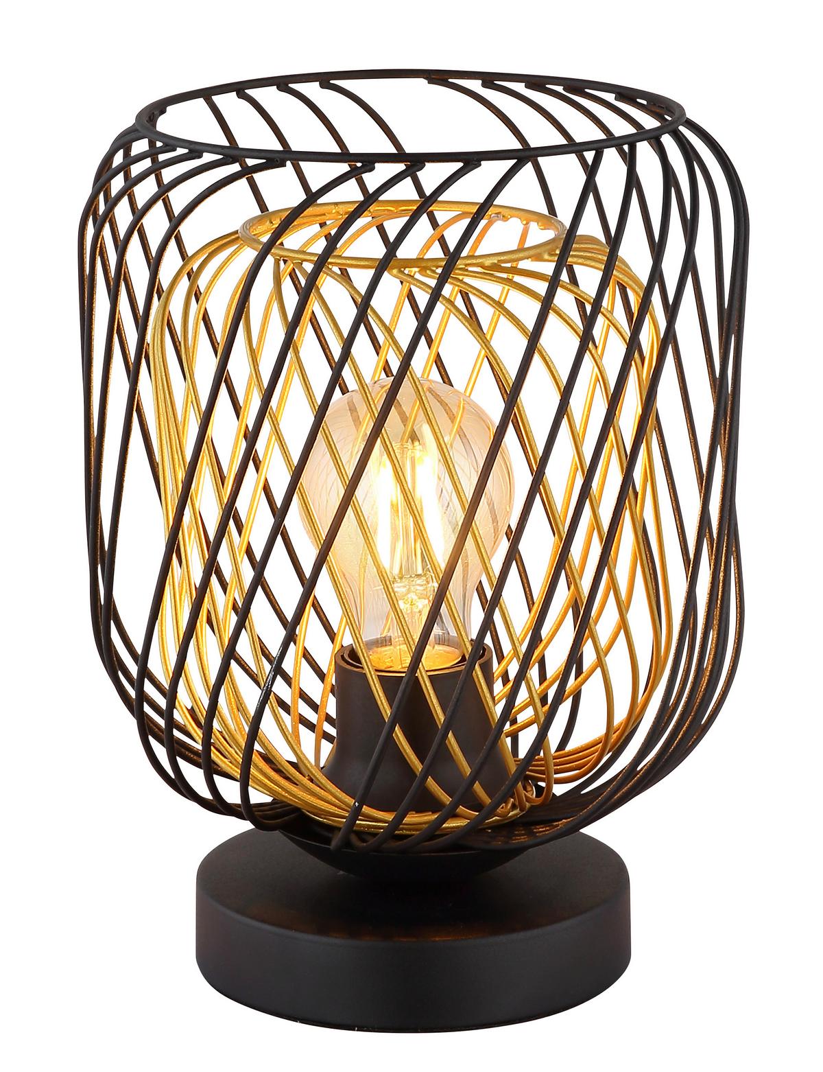 Tischleuchte Dichti Schwarz Goldfarben D: 18 cm - Goldfarben/Schwarz, Basics, Kunststoff/Metall (18/24,5cm) - Globo