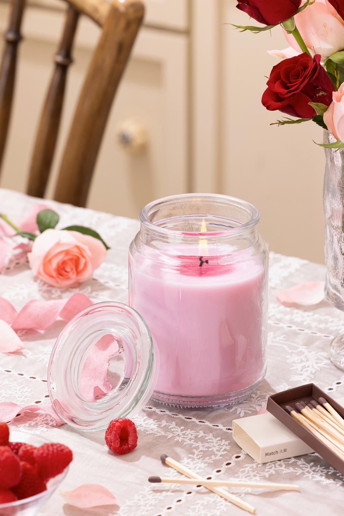 Kerze Im Glas Mit Deckel Leonie - Blau/Klar, KONVENTIONELL, Glas/Naturmaterialien (9.5/14cm) - Ondega