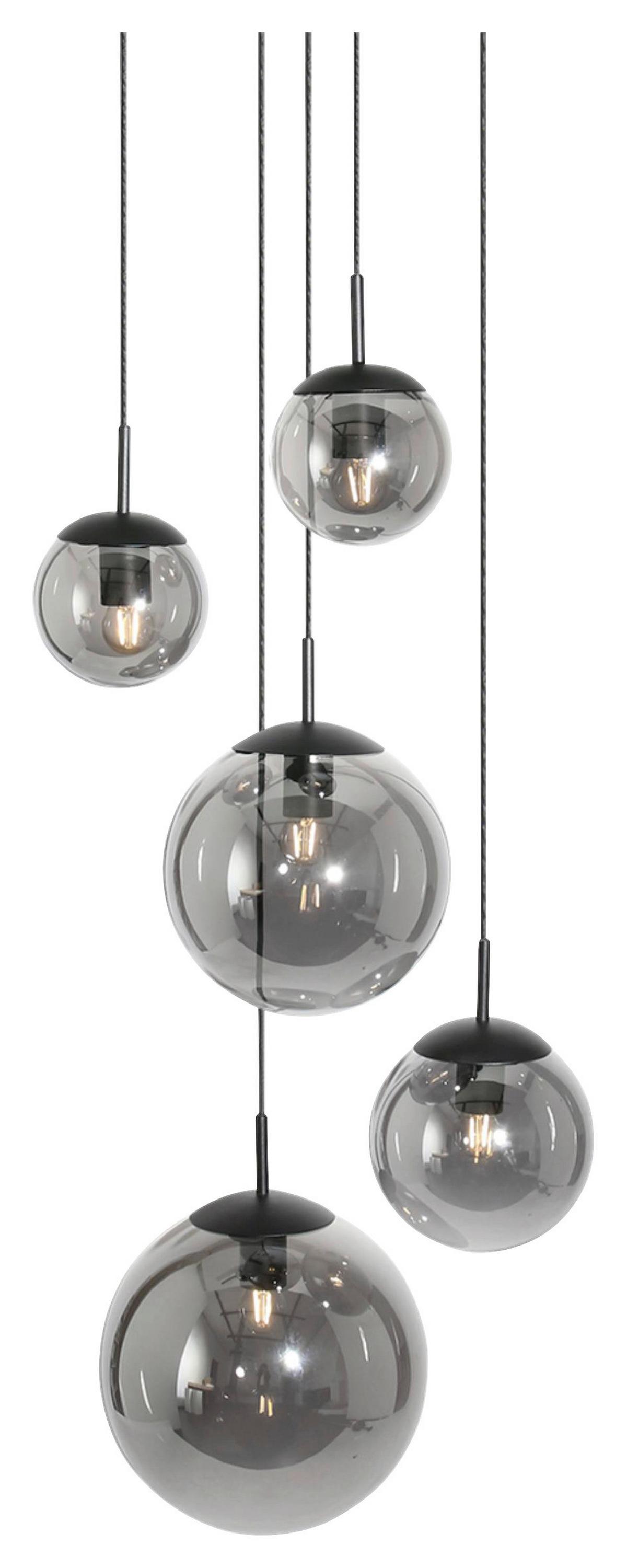 Deckenleuchte Bollique - Schwarz, Trend, Glas/Metall (60/115-373/60cm)