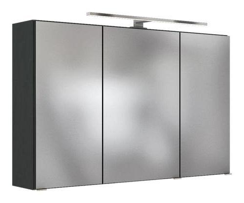Spiegelschrank Pienza mit Led 3-Türig BxHxT: 100x64x20 cm Grau - Grau, Basics, Glas/Holzwerkstoff (100/64/20cm) - Held