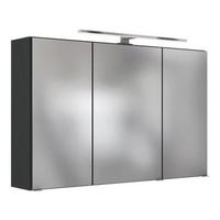 Spiegelschrank Pienza Mit Led 3-Türig Bht: 100x64x20 Cm Grau - Grau, Basics, Glas/Holzwerkstoff (100/64/20cm) - Held
