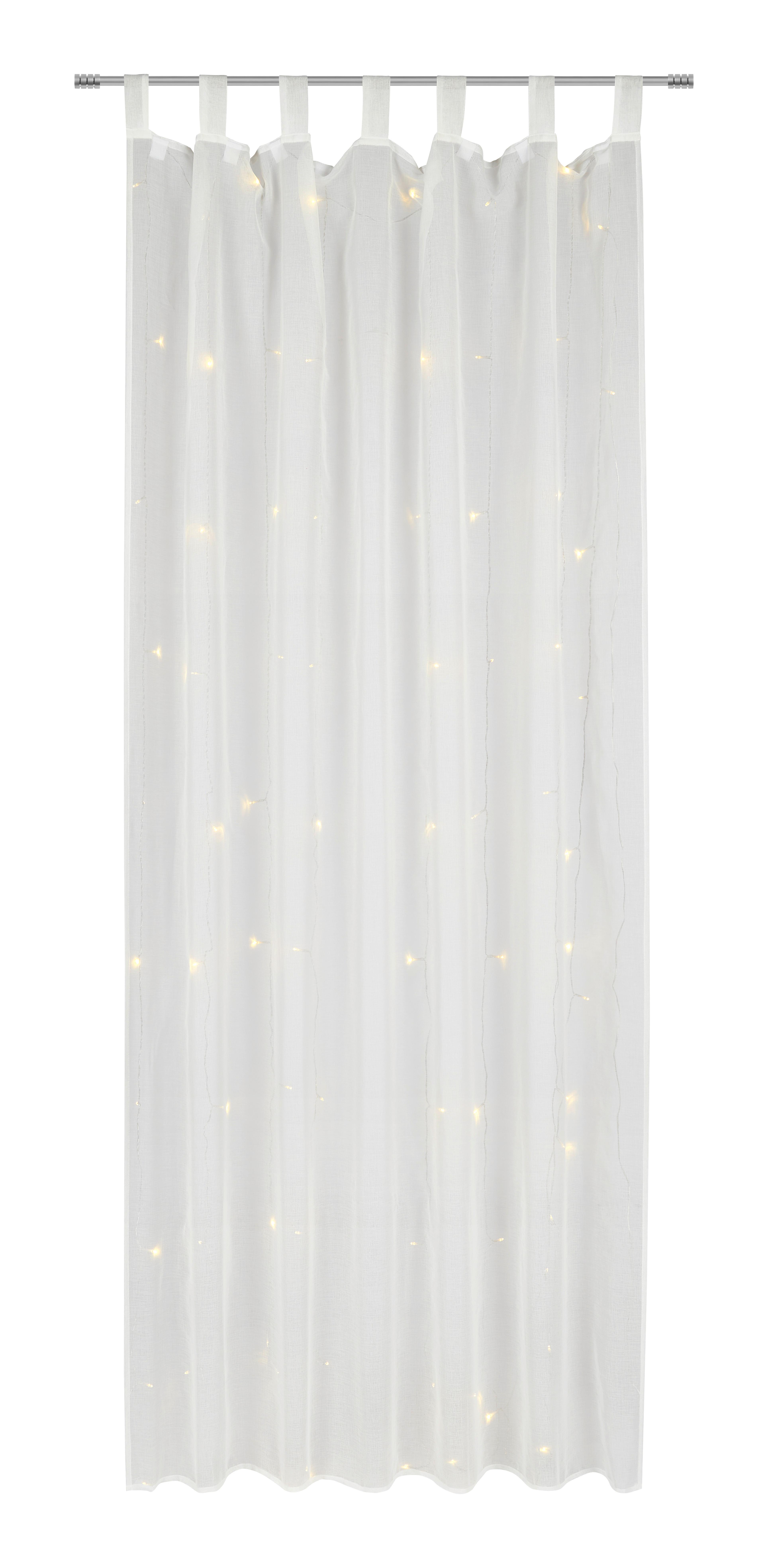 Závěs S Poutky Lights, 140/245cm, Bílá - bílá, Romantický / Rustikální, textil (140/245cm) - Modern Living