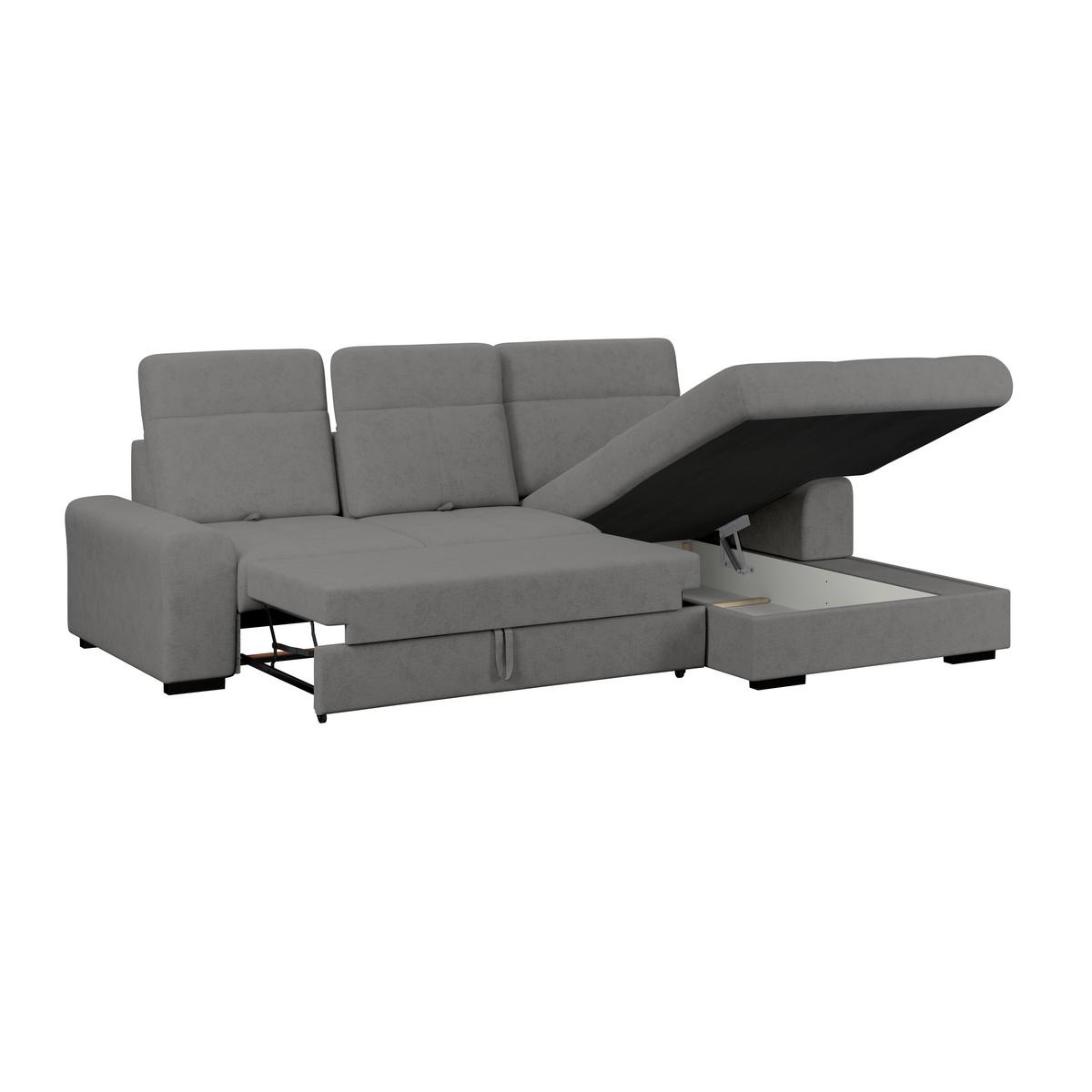 Ecksofa mit Bettfunktion Malaga new Chenille anthrazit - Anthrazit/Schwarz, KONVENTIONELL, Textil (286/203cm) - Ondega