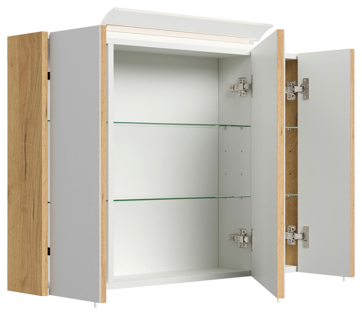 Spiegelschrank Eiche Dekor B: 90 cm - Eichefarben, MODERN, Glas/Holzwerkstoff (90/62/17cm) - MID.YOU