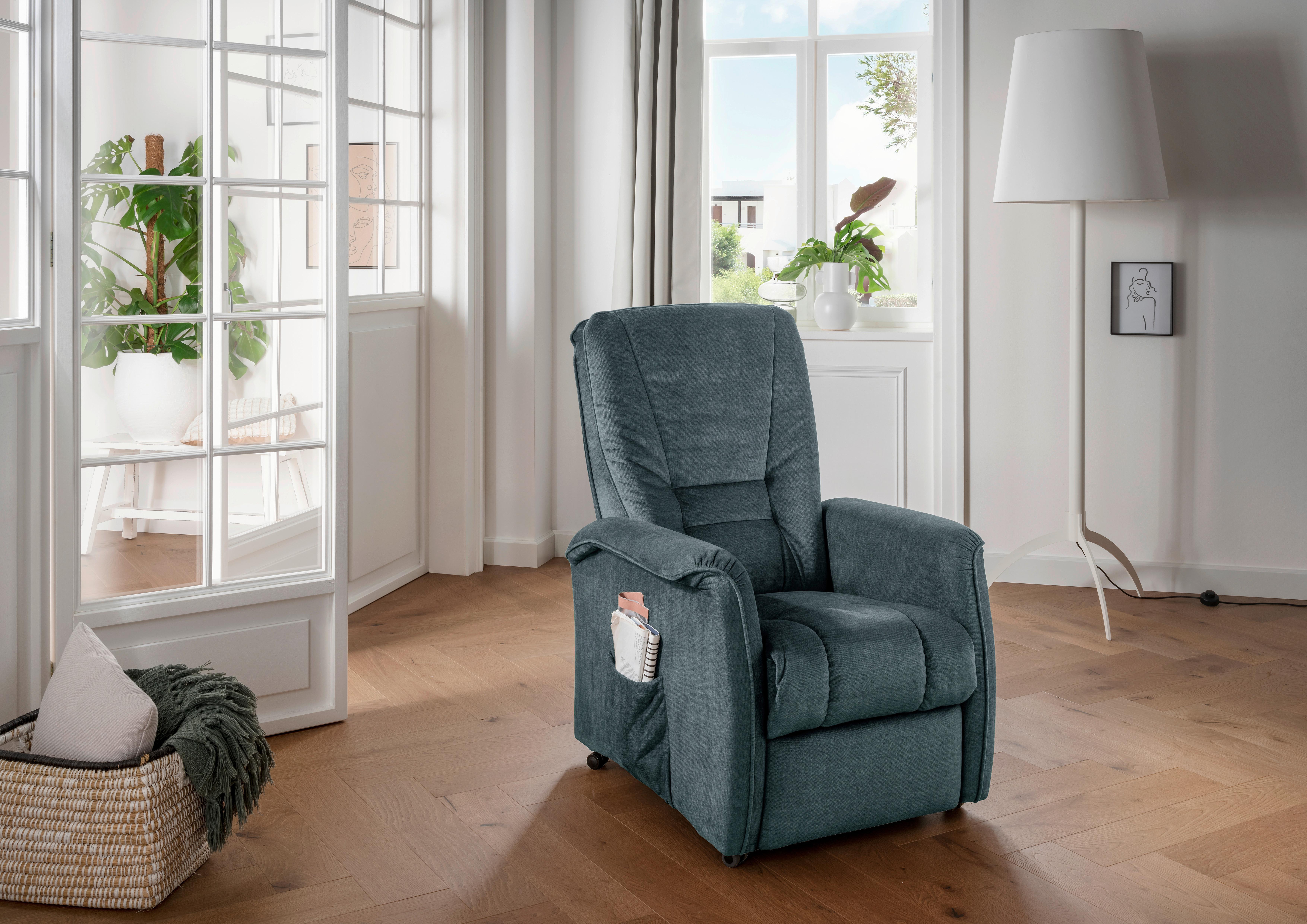 Fernsehsessel Harry Dunkelblau B: 77 cm - Schwarz/Dunkelblau, Design, Textil (77/107/88cm) - Livetastic