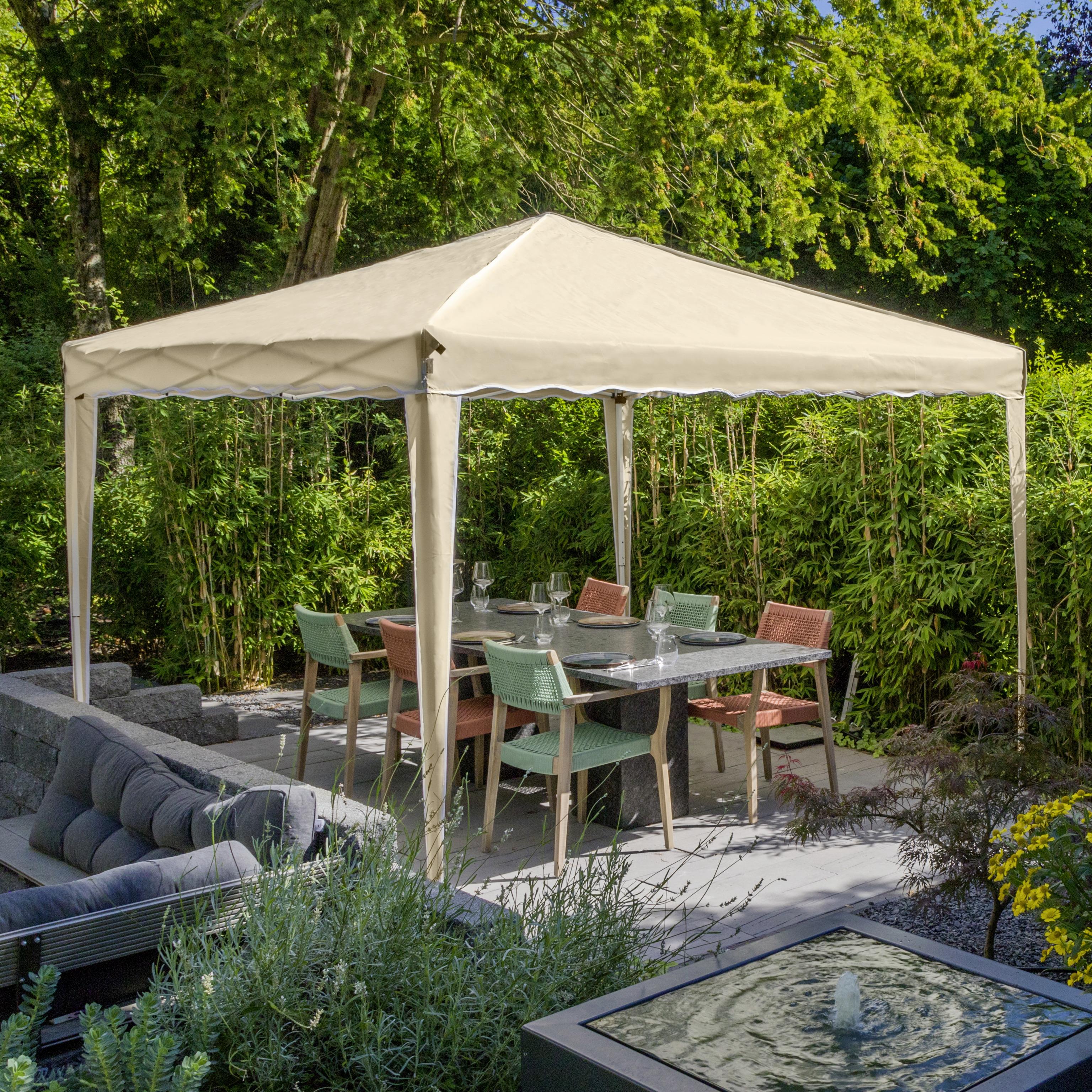 Pavillon Beige ca. 3x3x2,6 M mit Tragetasche - Beige/Silberfarben, Basics, Textil/Metall (300/263/300cm)