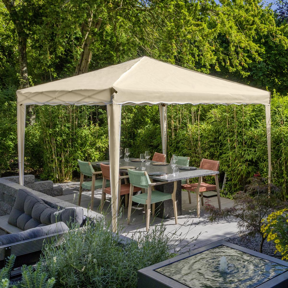 Pavillon Beige ca. 3x3x2,6 M mit Tragetasche - Beige/Silberfarben, Basics, Textil/Metall (300/263/300cm)