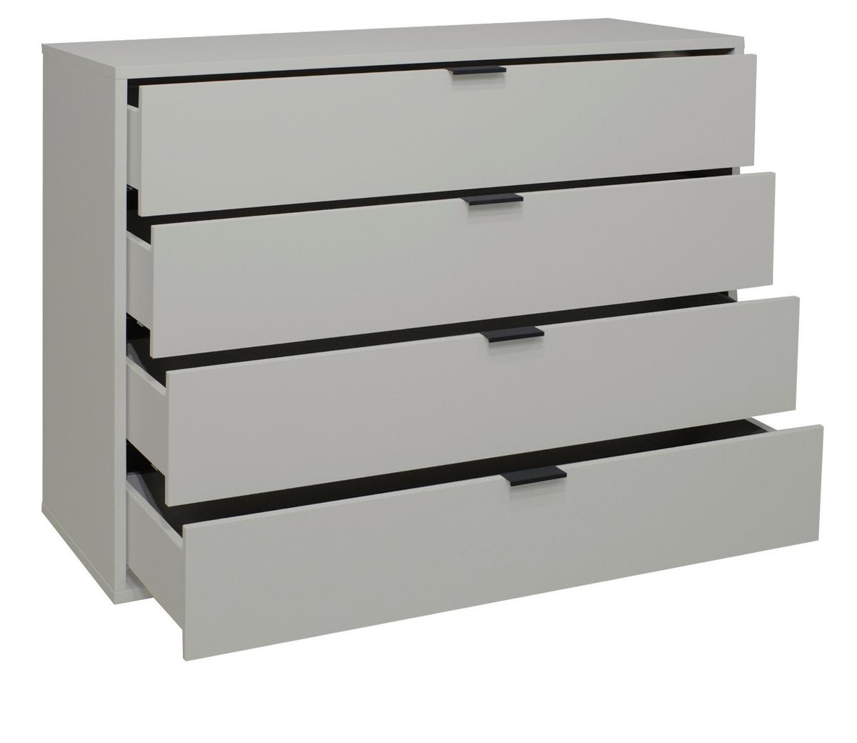 Komoda so 4 zásuvkami Bounty, sivá - sivá/antracitová, Modern (119/87/45cm) - Premium Living
