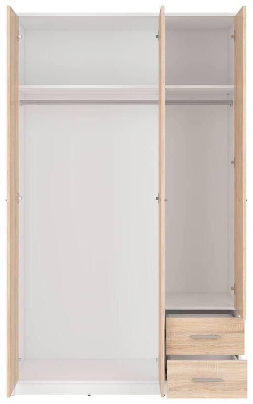 Drehtürenschrank Nepo Plus - Weiß/Sonoma Eiche, MODERN, Holzwerkstoff (118,5/197/54,5cm) - MID.YOU