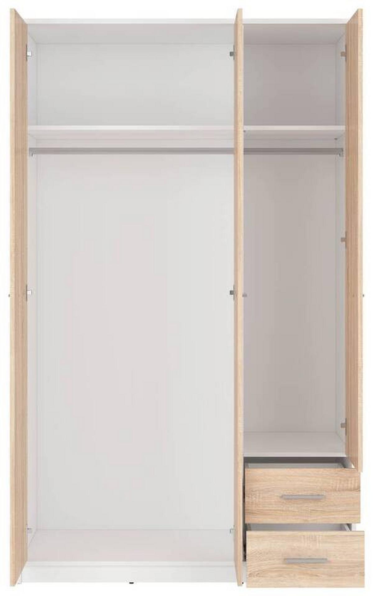 Drehtürenschrank Nepo Plus - Weiß/Sonoma Eiche, MODERN, Holzwerkstoff (118,5/197/54,5cm) - MID.YOU