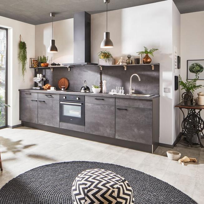 Einbauküchen Pn 100 Frei Planbar Modernes Design - Anthrazit, Holzwerkstoff - Pino
