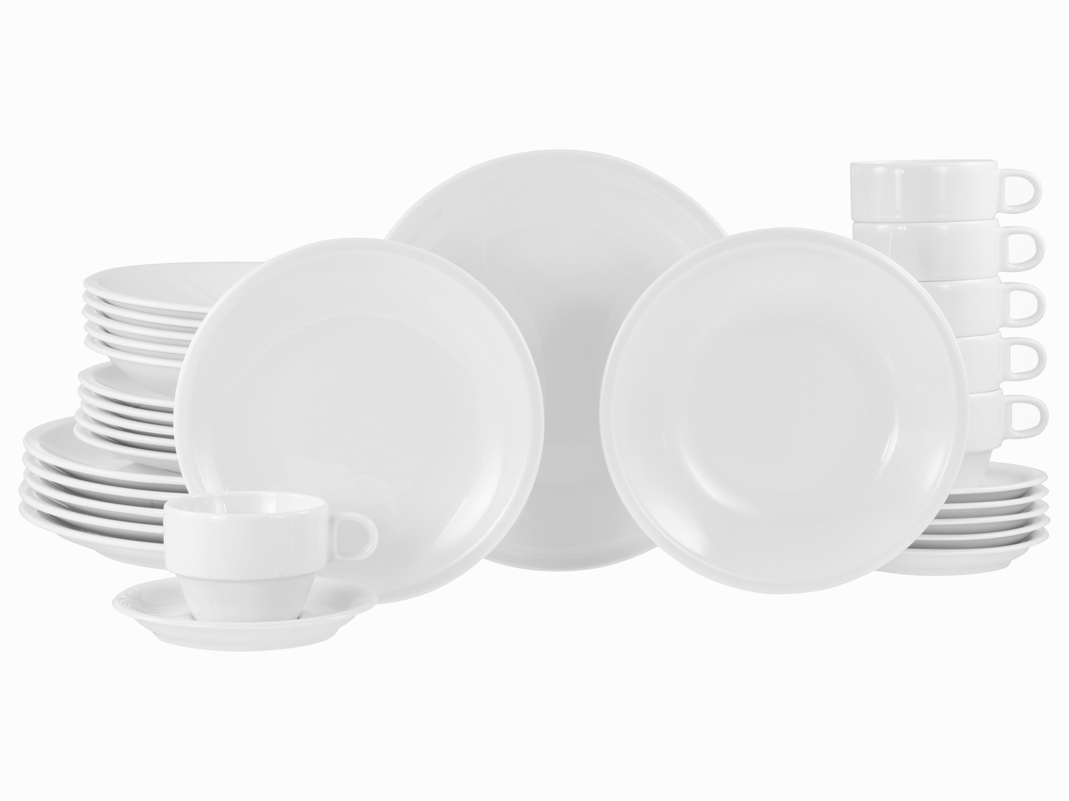 Kombiservice Milano 30-Tlg. Keramik, Weiß - Weiß, Basics, Keramik - Creatable