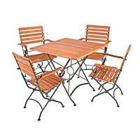 Gartenmöbel Set 5-Tlg. Wien Aus Echtholz, klappbar - Eukalyptusholzfarben/Schwarz, Basics, Holz/Metall (56/89/58cm) - Gardenson