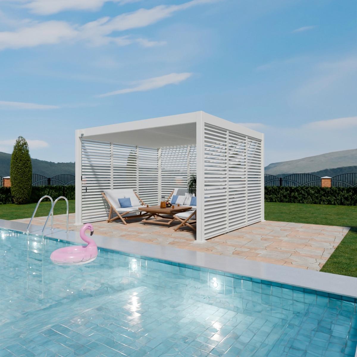 Pergoline Horizontale Lamellen Wand, 93x235 Cm, Weiß - Weiß, Basics, Metall (6/235/93cm)