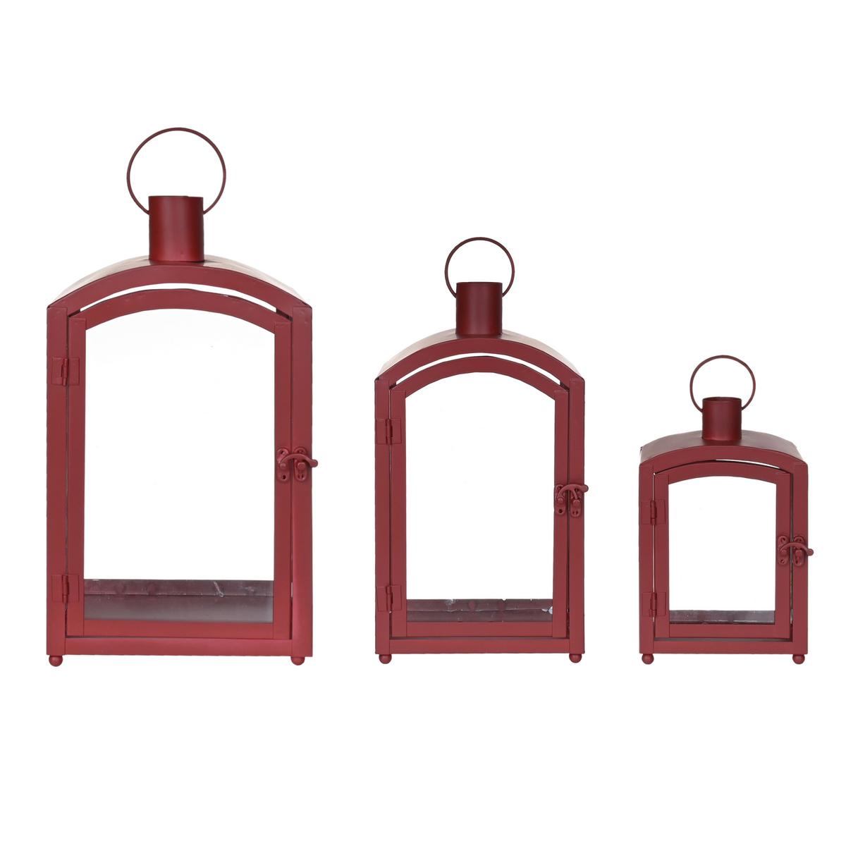 Laterne Sandra - Rot, KONVENTIONELL, Glas/Metall (19/15/35cm) - Luca Bessoni