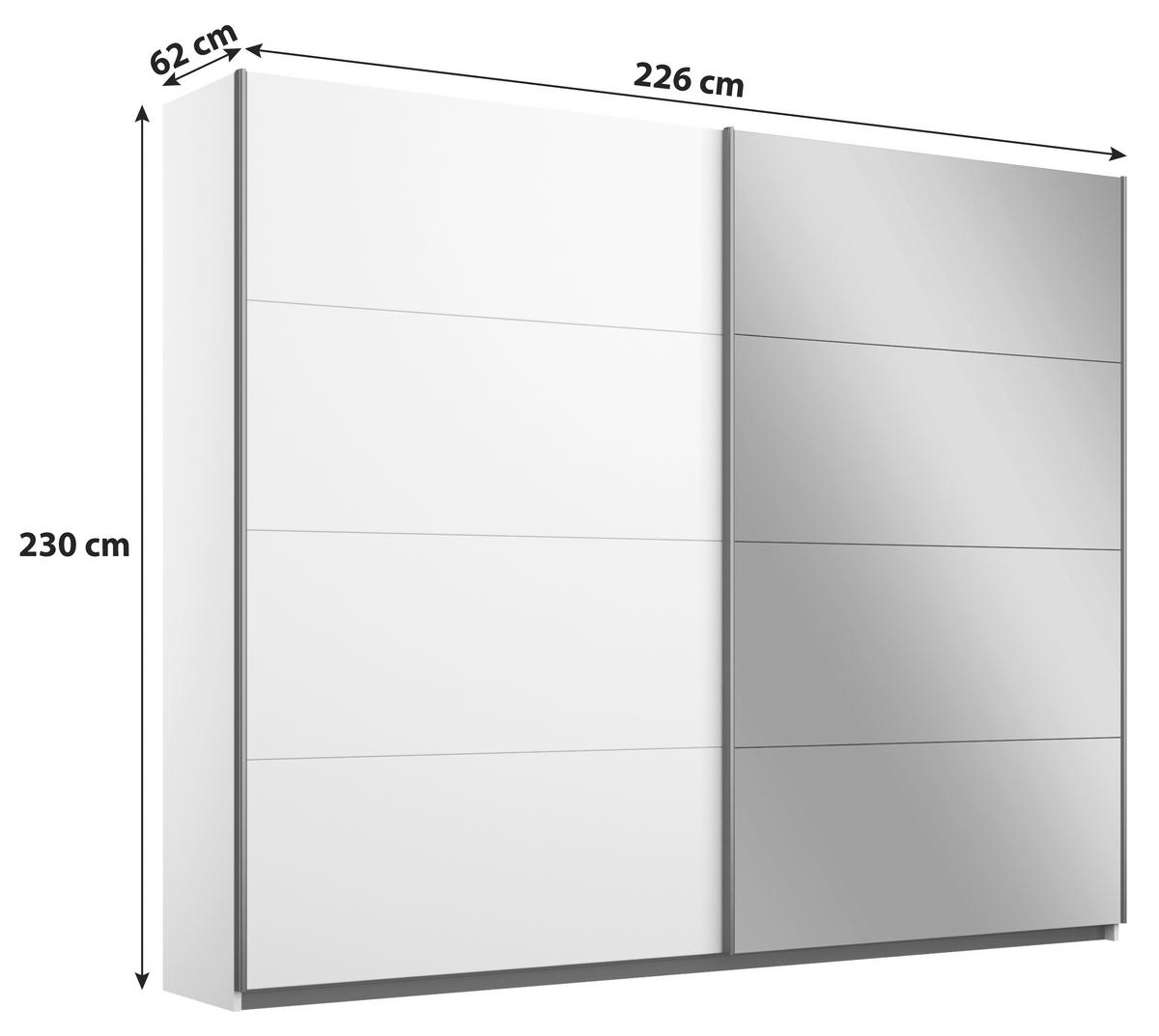 Schwebetürenschrank M. Spiegel 226cm Belluno, Grau Metallic - Grau, MODERN, Holzwerkstoff (226/230/62cm) - Rauch Möbel