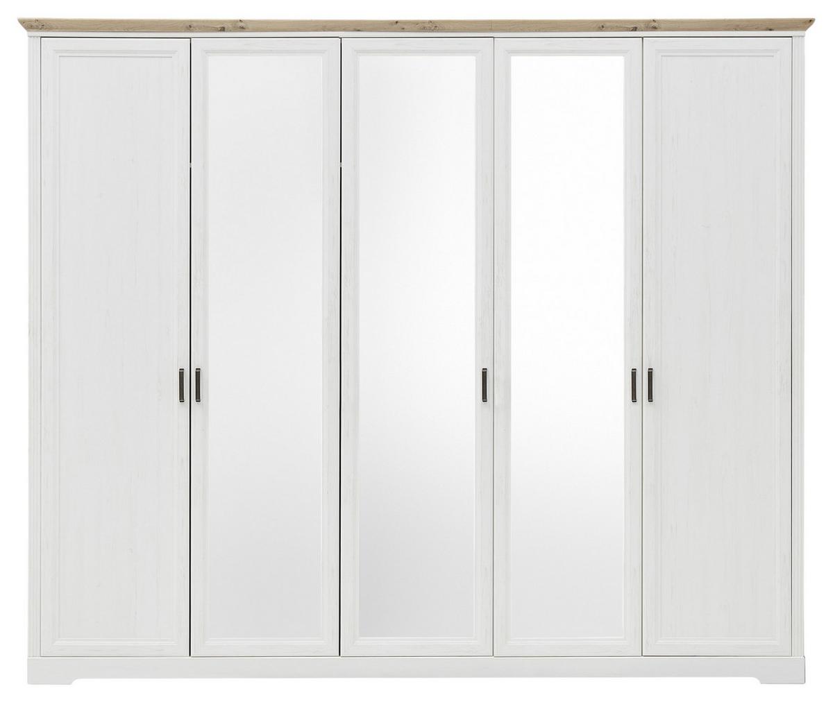 Drehtürenschrank Mit Spiegel 264cm Jasmin, Weiß - Weiß/Eiche Artisan, LIFESTYLE, Holzwerkstoff (264/220/64cm)