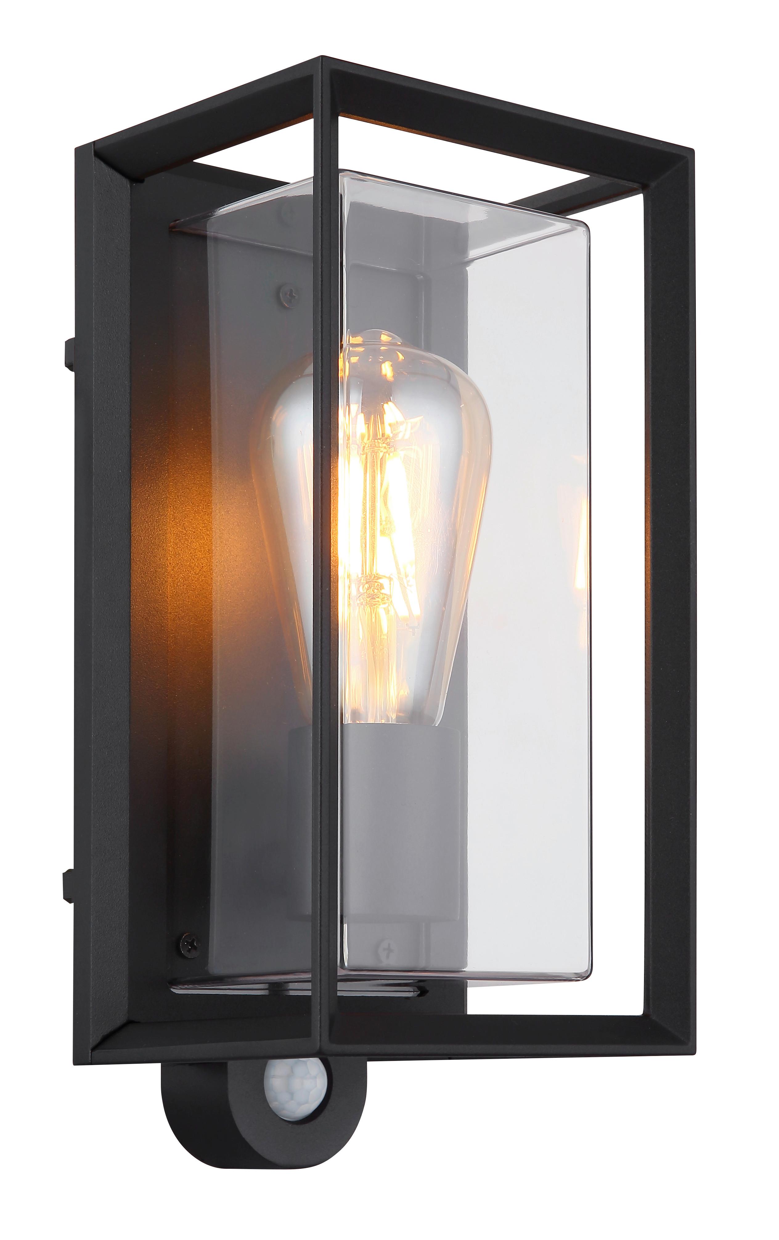 Außenleuchte 31982ss Sensor - Klar/Schwarz, KONVENTIONELL, Kunststoff/Metall (13/28/12,2cm) - Globo