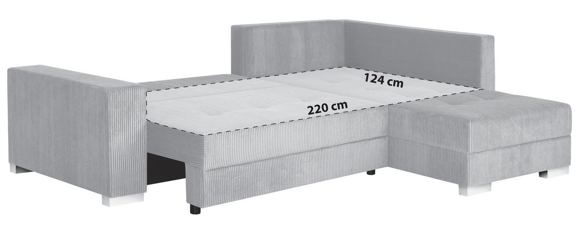 Univerzálna sedačka LARS, sivohnedý / tmavosivý menč. - čierna/chrómová, Design, kompozitné drevo/textil (260/218cm) - P & B