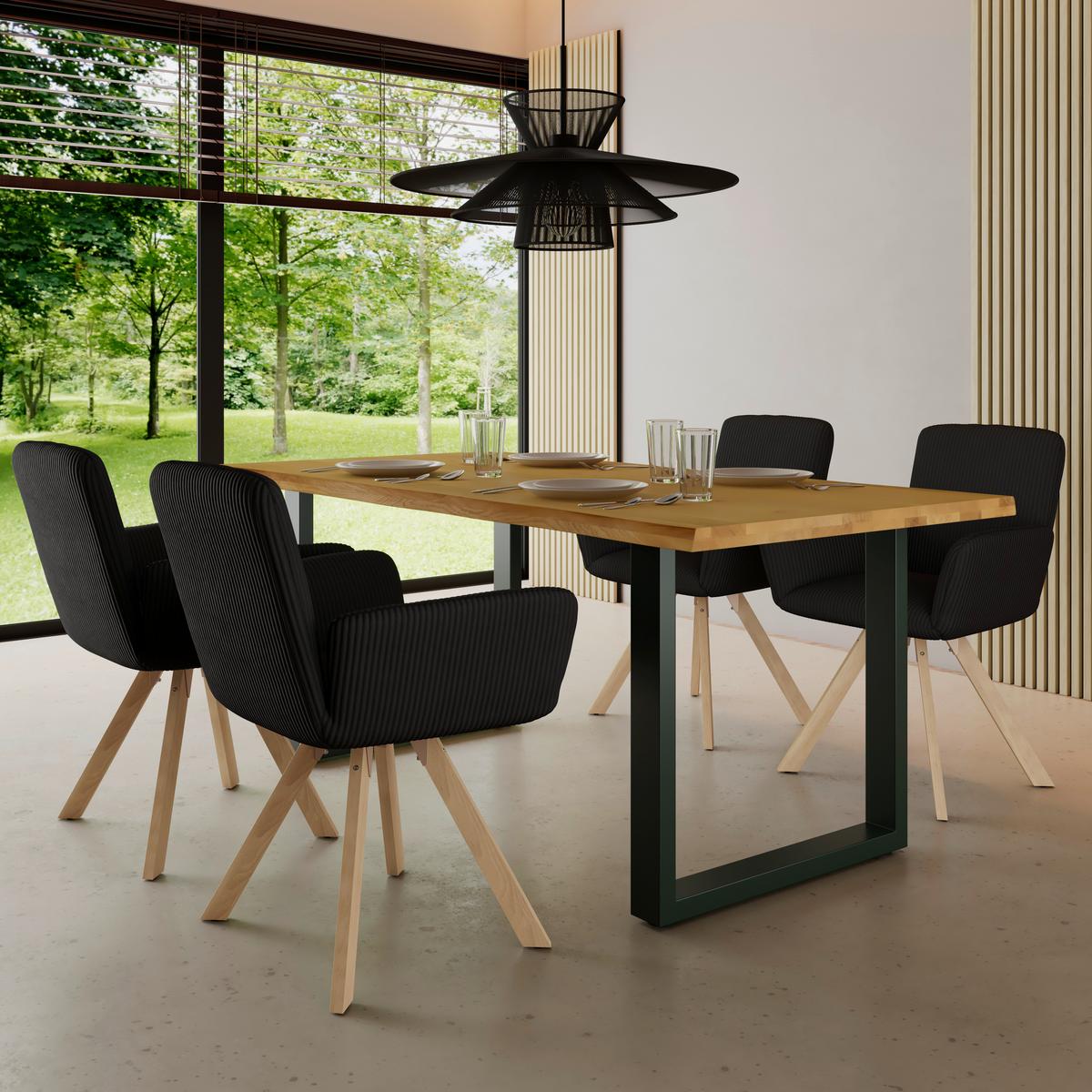 Židle s podučkami Mairo, MAIRO - černá/barvy buku, Moderní, dřevo/textil (66/62/91cm) - Bessagi Home