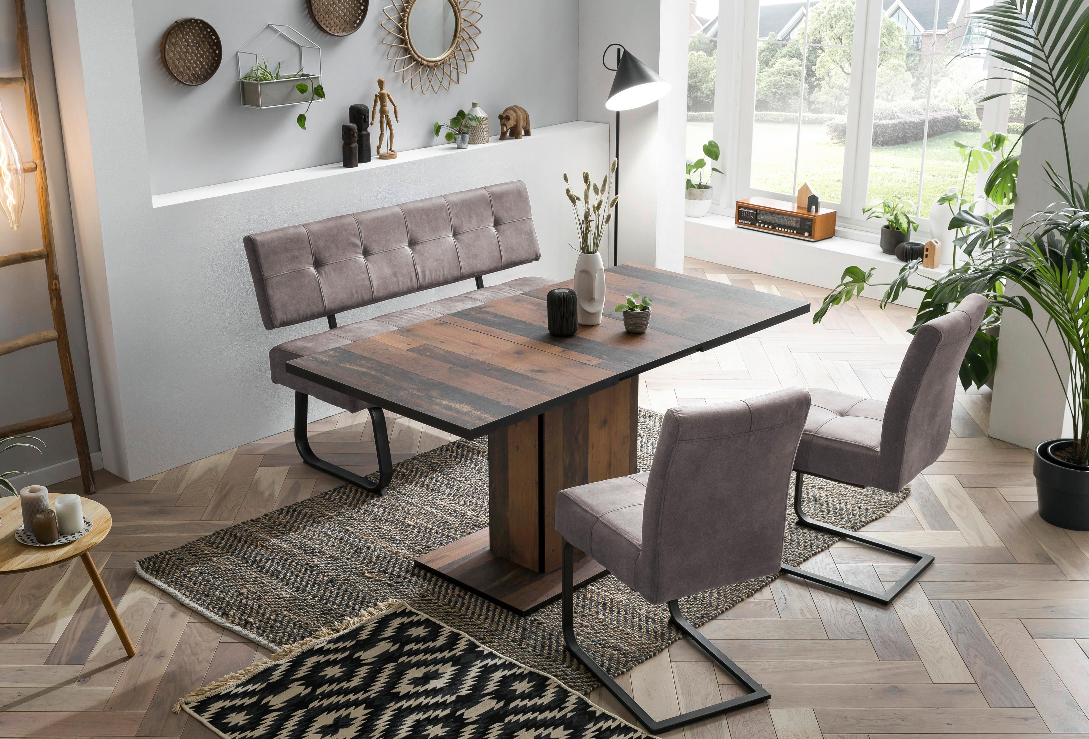 Tischgruppe Luise Ii G - Eiche Artisan/Grau, MODERN, Holzwerkstoff/Textil (120 - 160/76/80cm) - MID.YOU