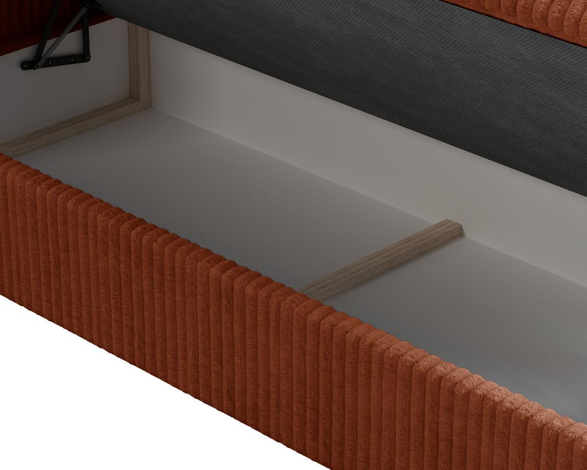 Boxbett Barcelona mit Topper 180x200 - Terracotta/Schwarz, MODERN, Holz/Kunststoff (180/200cm) - Livetastic