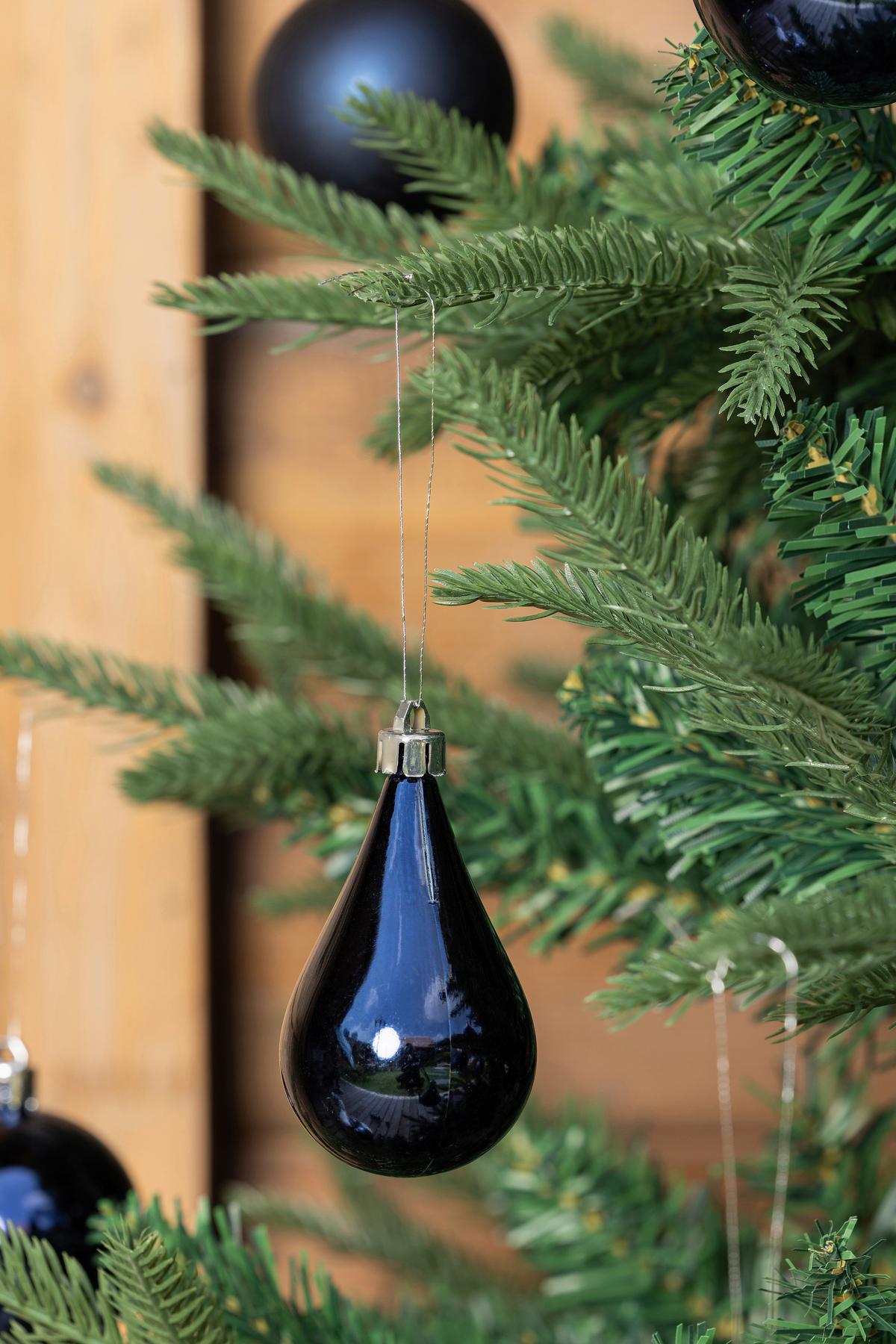 Christbaumkugel-Set Sigried - Dunkelblau, KONVENTIONELL, Kunststoff - Luca Bessoni