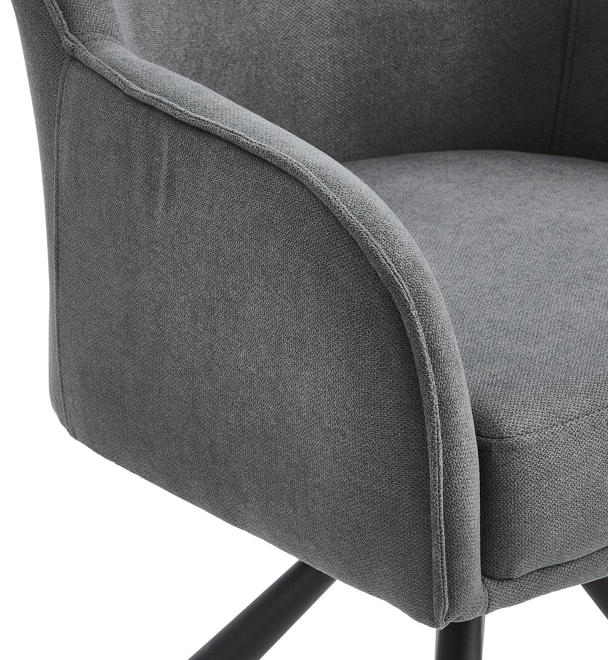 Armlehnstuhl Anna Grau B: 62 Cm - Schwarz/Grau, MODERN, Textil/Metall (62/84/62cm) - Livetastic