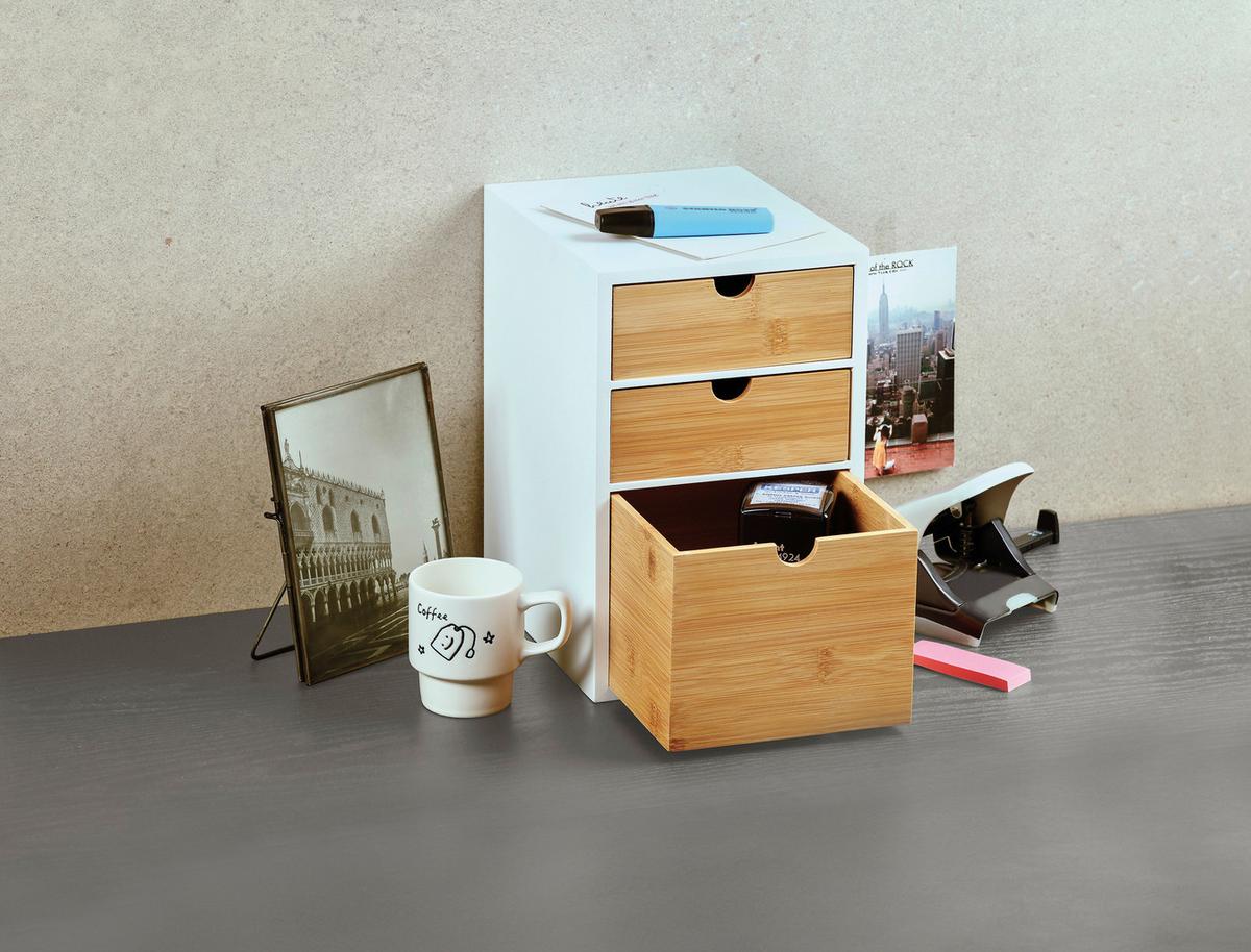 Schubladenbox Organizer - Hellbraun/Weiß, Basics, Holz/Holzwerkstoff (17,5/21,5/27,5cm) - Kesper