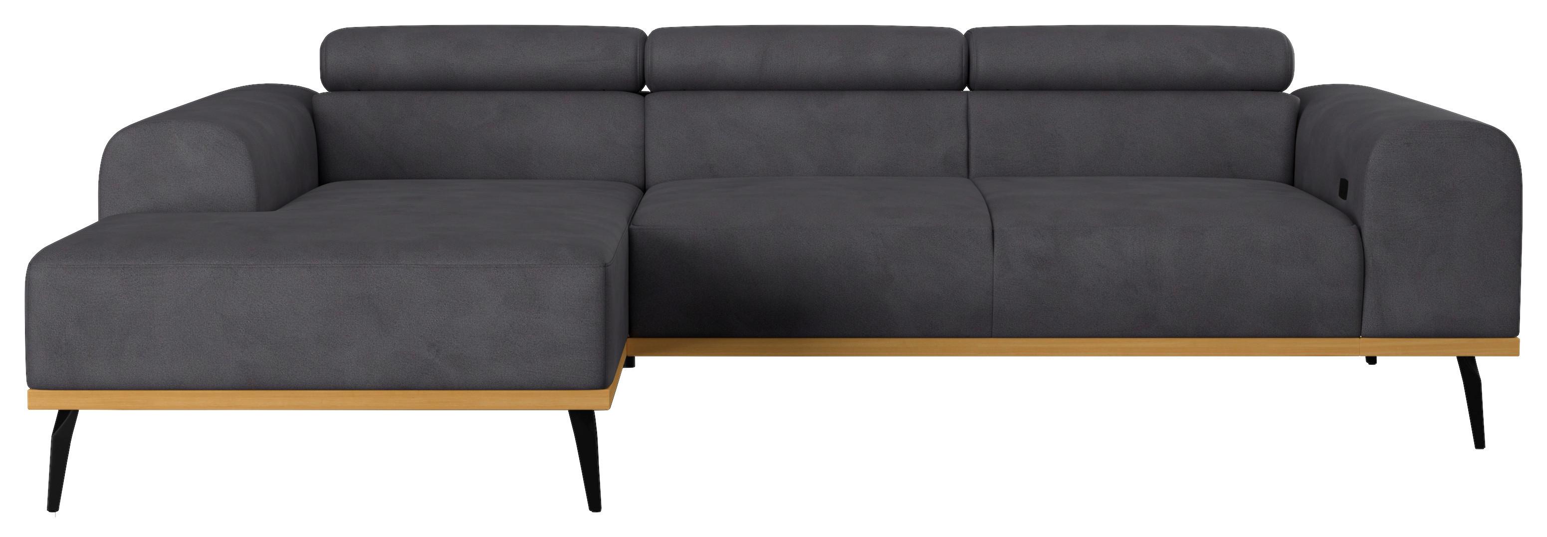 Ecksofa Schwarz Mit Sitzvorzug S: 157x244 Cm - Schwarz, KONVENTIONELL, Textil (157/244cm) - Cotta