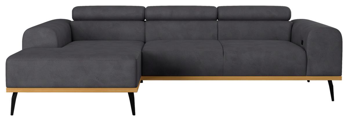 Ecksofa Schwarz Mit Sitzvorzug S: 157x244 Cm - Schwarz, KONVENTIONELL, Textil (157/244cm) - Cotta