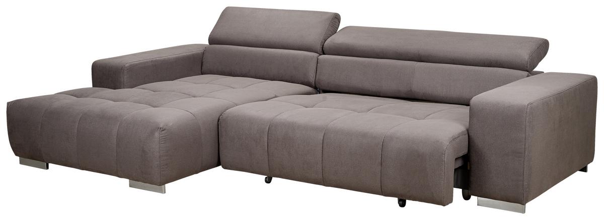 Ecksofa Mit Relaxfunktion Orion Graubraun Mikrofaser - Graubraun/Silberfarben, KONVENTIONELL, Textil (186/307cm) - Livetastic
