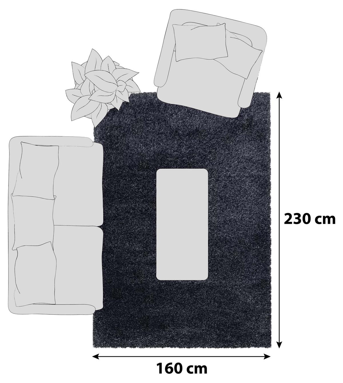 Hochflor Teppich Anthranzit Naturfaser Fluffy 160x230 cm - Anthrazit, Basics, Textil (160/230cm)