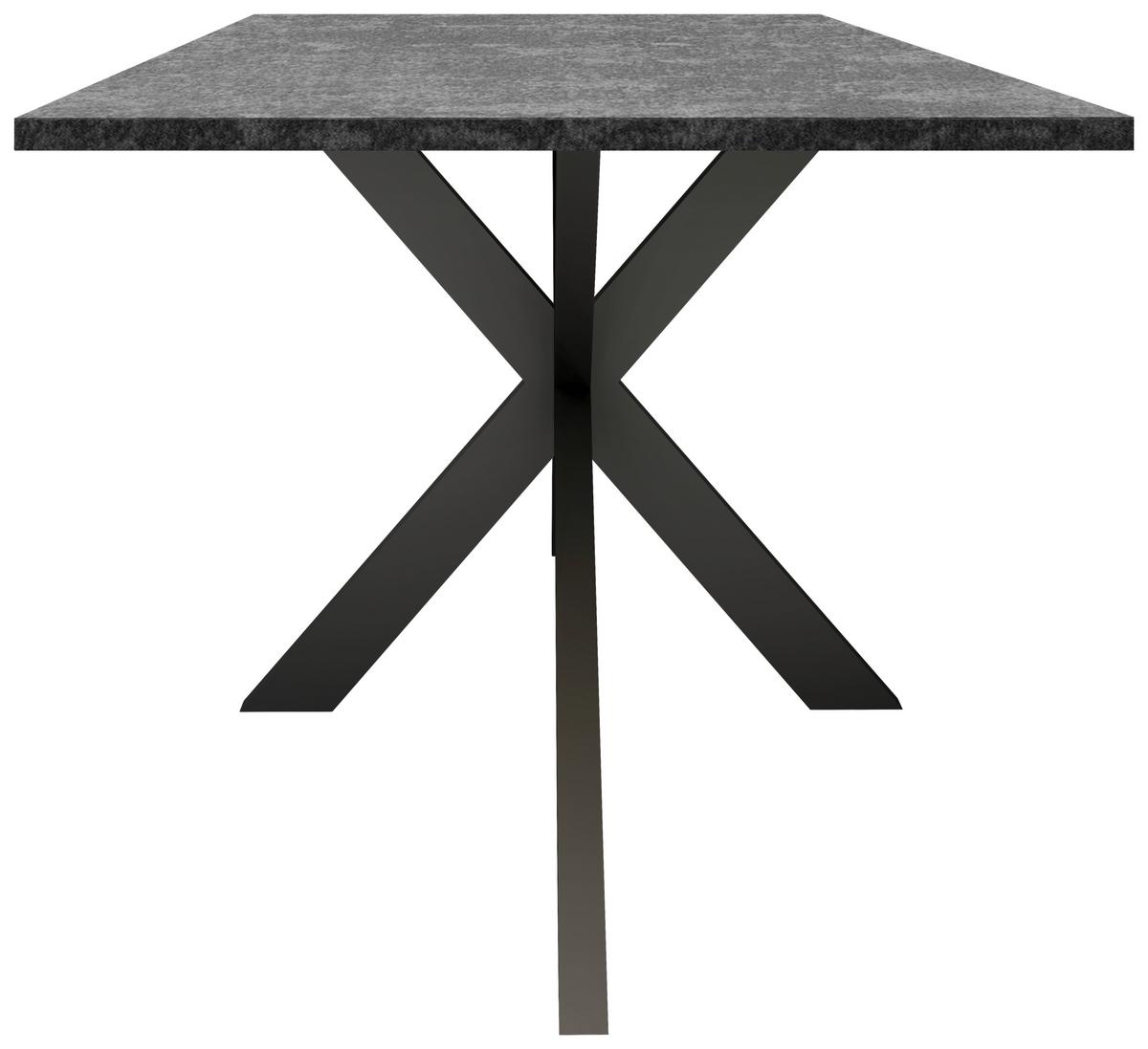 Esstisch Alex Graphitfarben, Schwarz - Schwarz/Graphitfarben, MODERN, Holzwerkstoff/Metall (160/90/78cm) - Livetastic