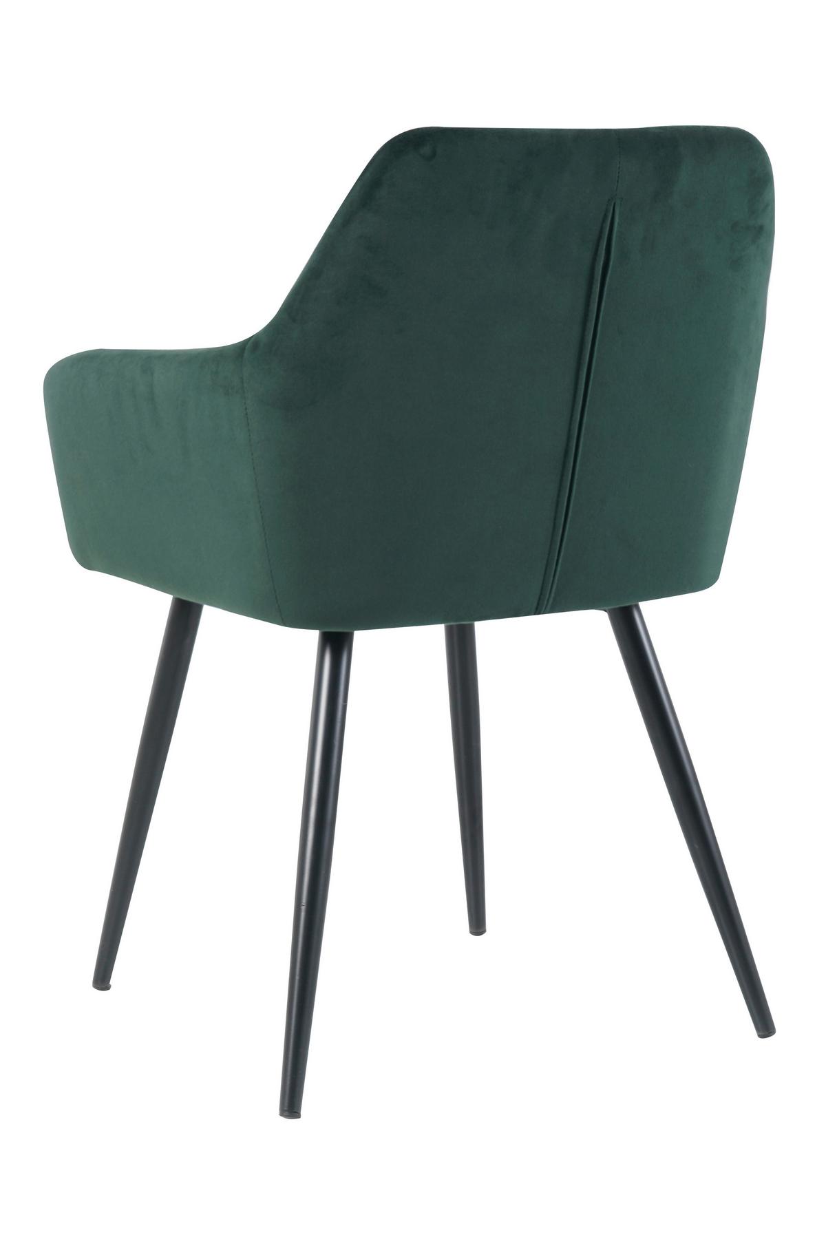 Armlehnstuhl-set Samt Grün, B: 59cm - Schwarz/Grün, Design, Textil/Metall (59/83/62cm) - Livetastic