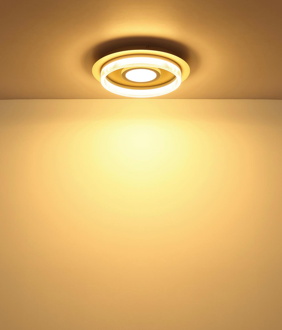 LED-Deckenleuchte 3000k, 1240lm - Sandfarben/Transparent, Design, Kunststoff/Metall (40/8,5cm) - Globo