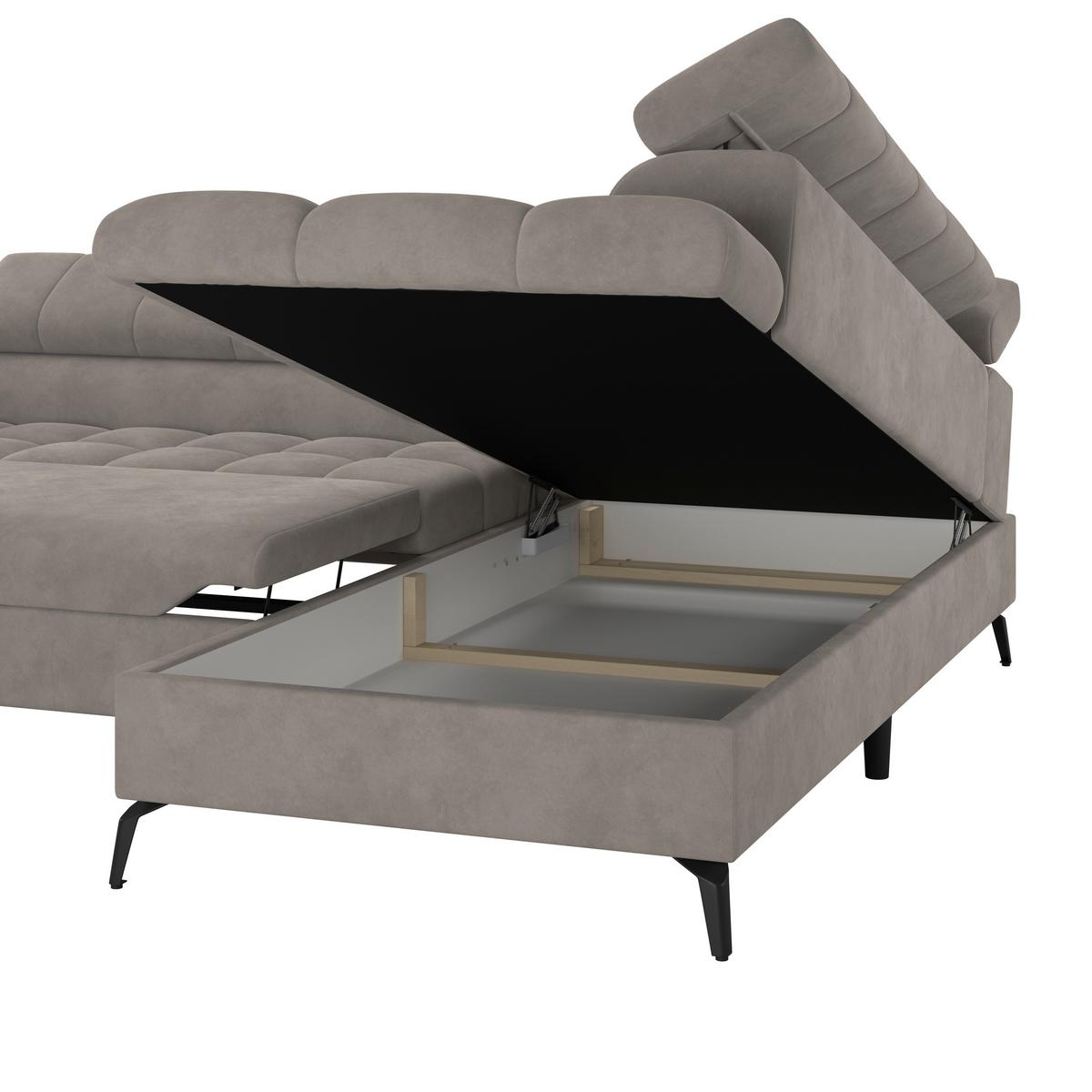 Ecksofa Volf Rechts New Grau, S: 261x203 cm - Schwarz/Grau, Trend, Kunststoff/Textil (261/203cm)