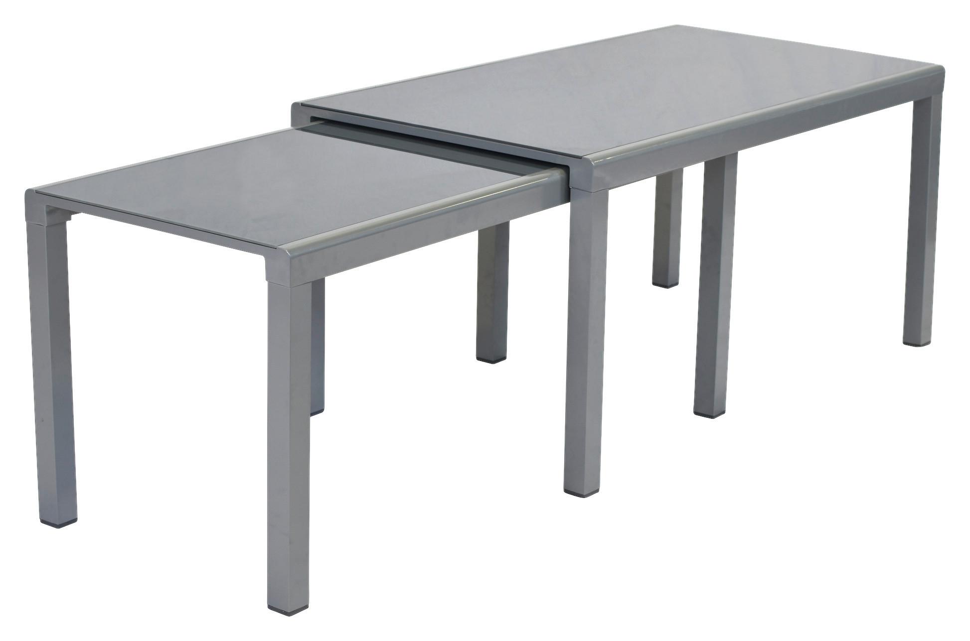 Gartentisch Ausziehbar Flex Metall L 160 Cm - Silberfarben, MODERN, Glas/Metall (160/78/75cm) - Gardenson