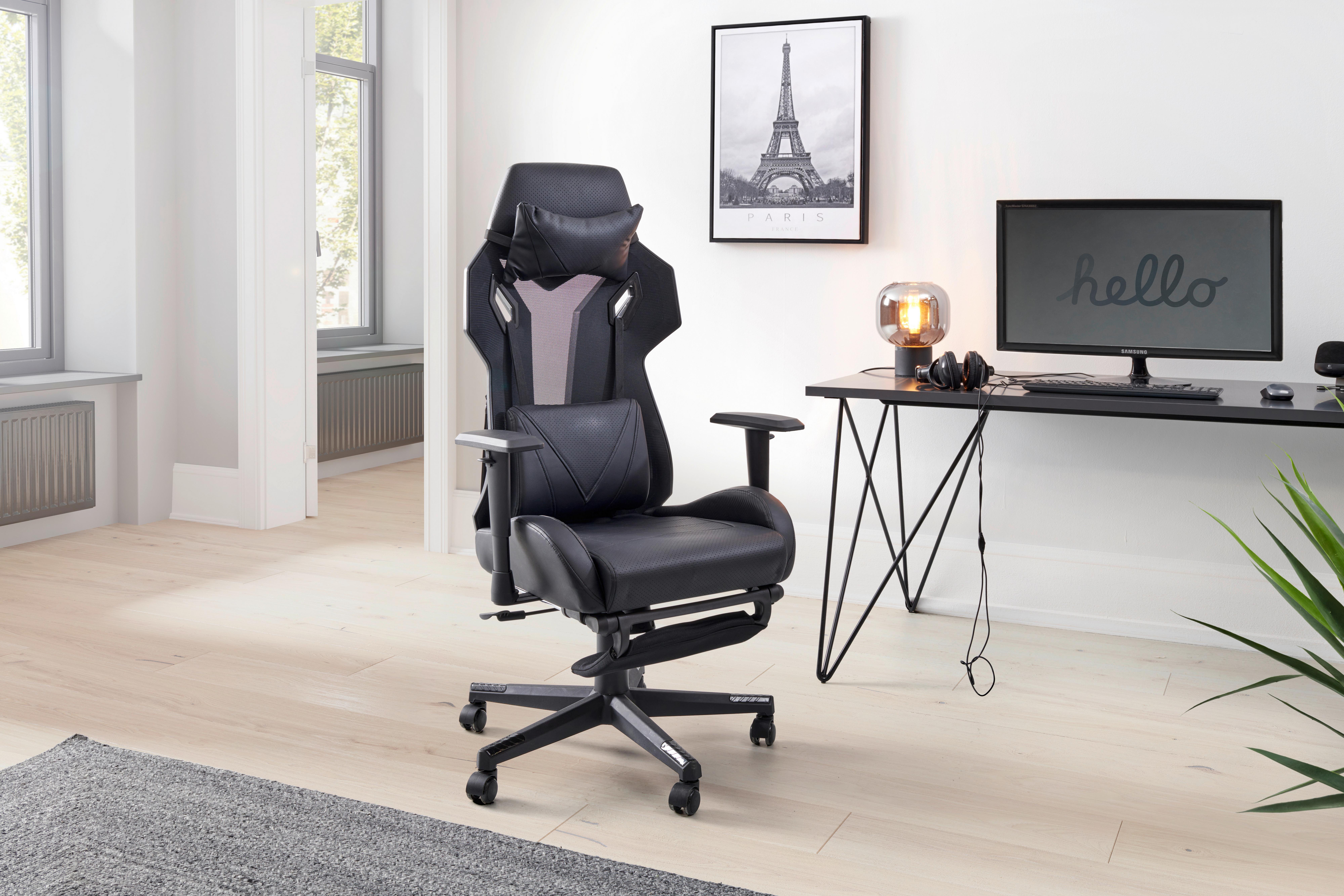 Gamingstuhl Sorrent - Schwarz, LIFESTYLE, Holz/Kunststoff (70/122-130/61.5cm) - MID.YOU