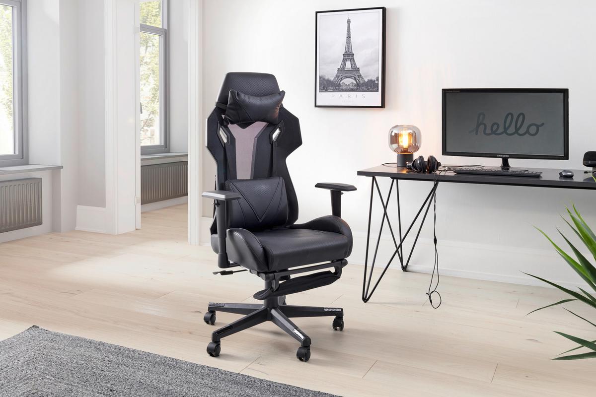 Gamingstuhl Sorrent - Schwarz, LIFESTYLE, Holz/Kunststoff (70/122-130/61.5cm) - MID.YOU