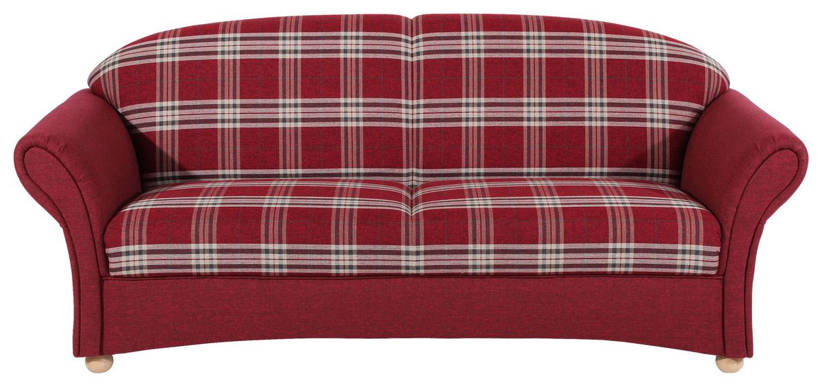3-Sitzer-Sofa Corona Rücken Echt, Rot - Buchefarben/Rot, Design, Textil (202/85/81cm) - Max Winzer
