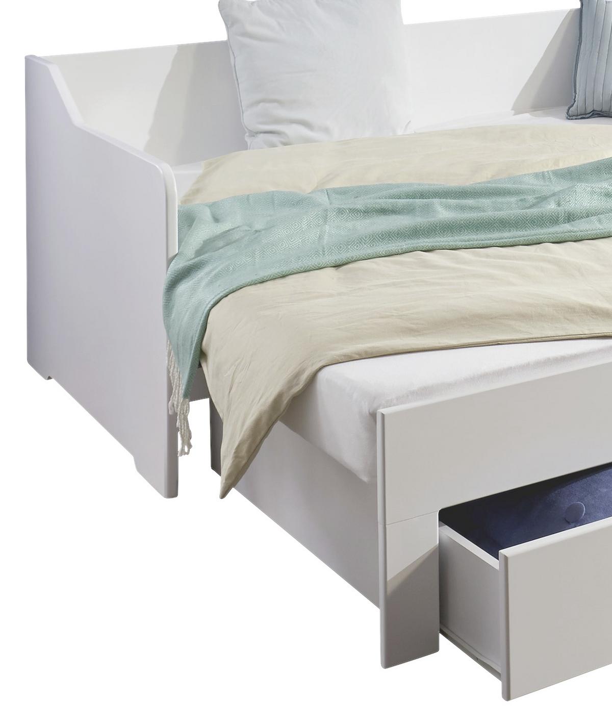 Tárolós Ágy Anna - bükkszínű/fehér, Modern, faalapú anyag/fa (90/200cm)